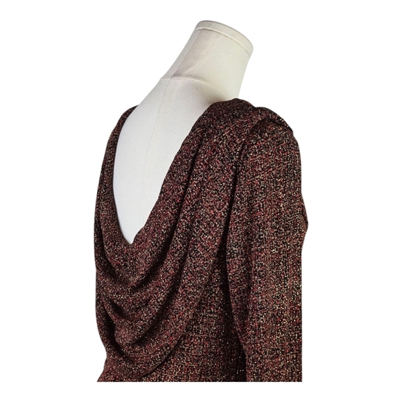 Vintage 80s/90s JBS Ltd Draped Cowl Neck Metallic Knit Top – Made in USA Size M - Picture 5 of 8